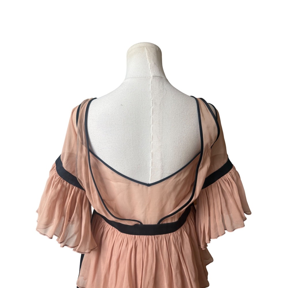 Cinq A Sept Boho Silk Ruffle Dress Size S Chic Statement Maximalist Avant Garde - Picture 8 of 13